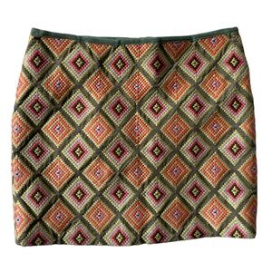 Fossil skirt womens small geometric‎ Frida Heavily Embroidered Diamonds Squares